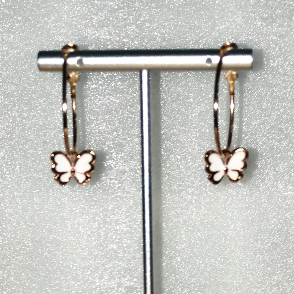 White butterfly hoops